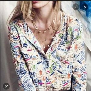 Maeve Cartography Blouse - Size 4